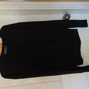 Black V-Neck Sweater with Fine Knit Texture